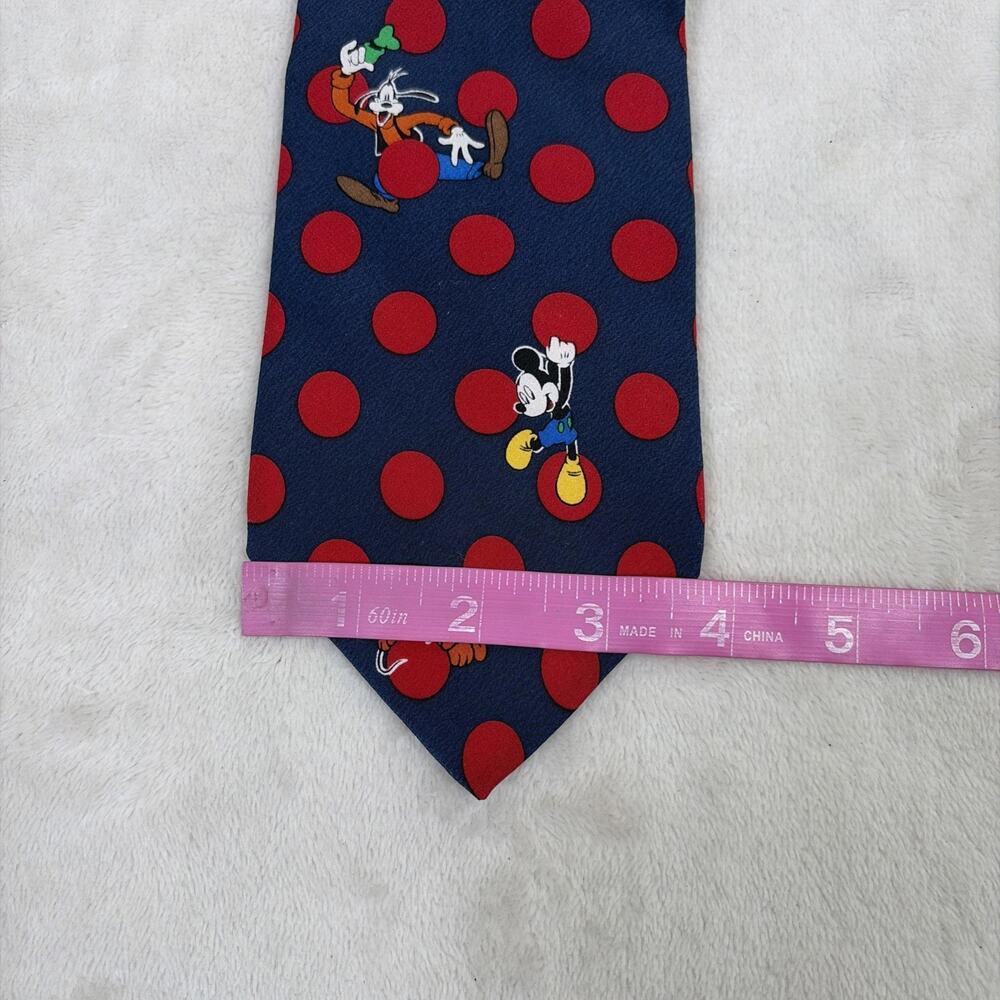 Disney Balancine Mickey Mouse Mens Tie Silk Woven Navy w/Red Polka Dots Charity - Picture 4 of 9